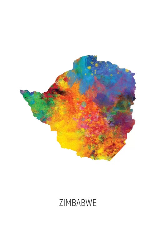 Zimbabwe Map by Michael Tompsett wall art