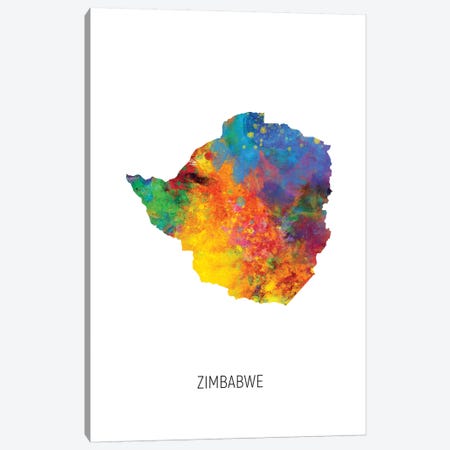 Zimbabwe Map Canvas Print #MTO2724} by Michael Tompsett Canvas Art
