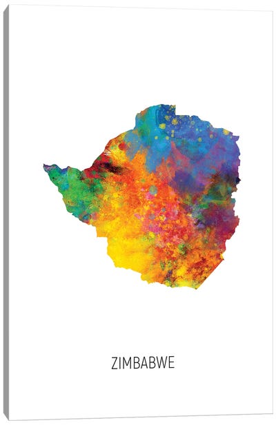 Zimbabwe Map Canvas Art Print - Zimbabwe