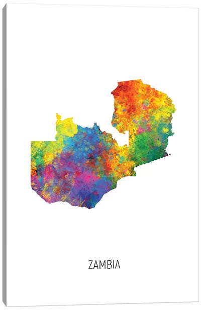 Zambia Map Canvas Art Print - Zambia