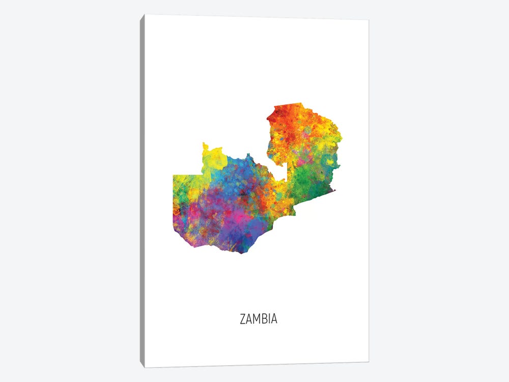Zambia Map by Michael Tompsett 1-piece Art Print