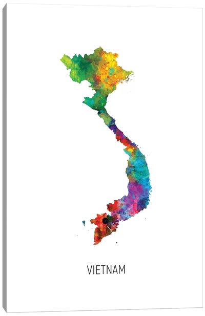 Vietnam Map Canvas Art Print - Country Maps