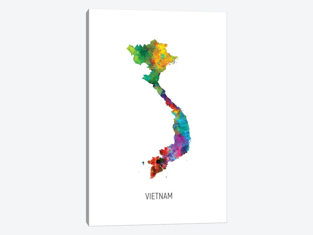 Vietnam Map by Michael Tompsett 1-piece Canvas Artwork