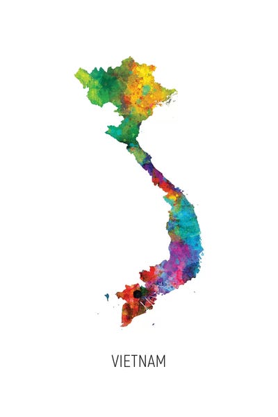 Large Map Art - Canvas Prints: Vietnam Map by Michael Tompsett