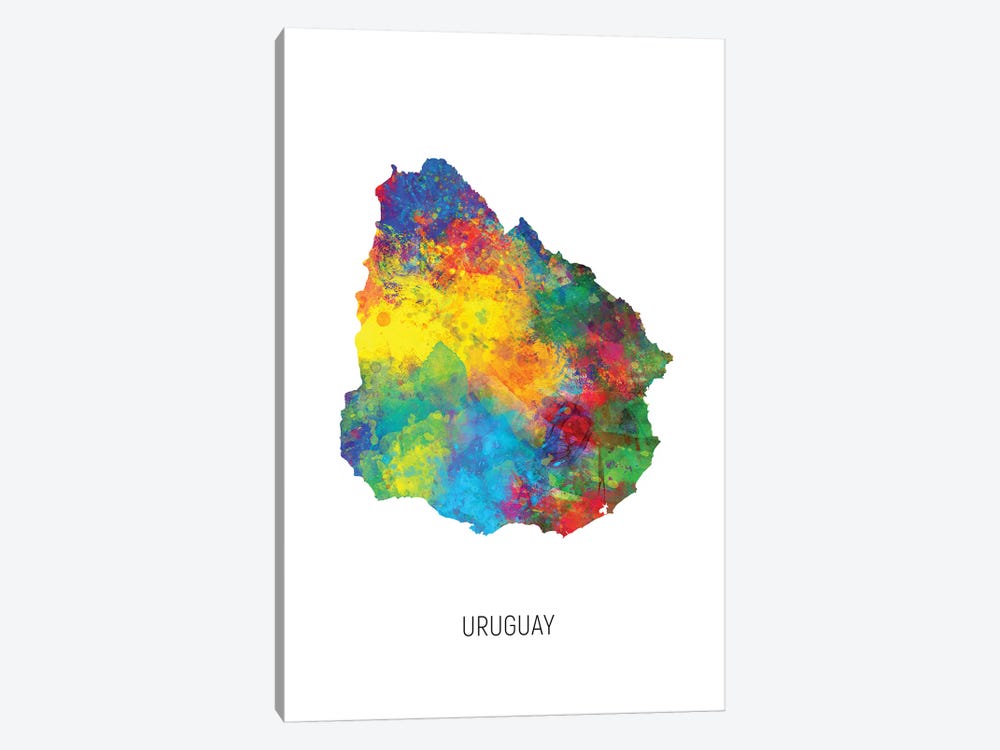 Uruguay Map by Michael Tompsett 1-piece Art Print