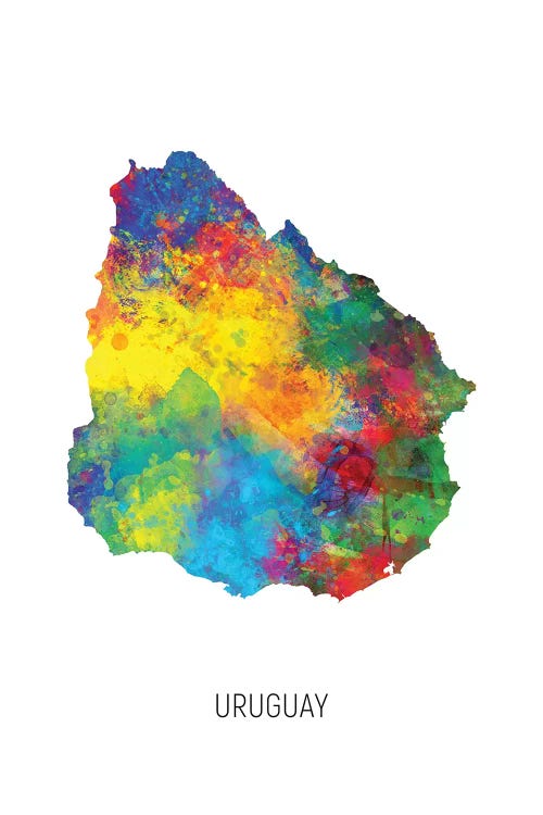 Uruguay Map by Michael Tompsett wall art