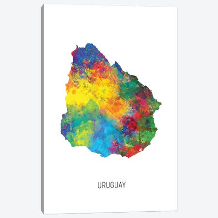 Uruguay Map Canvas Print #MTO2727} by Michael Tompsett Canvas Art