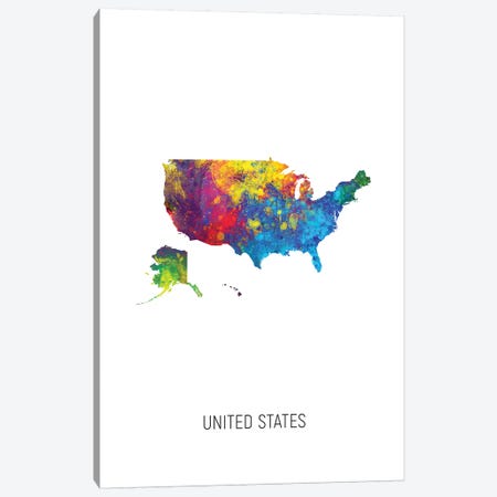 United States Map Canvas Print #MTO2728} by Michael Tompsett Canvas Print