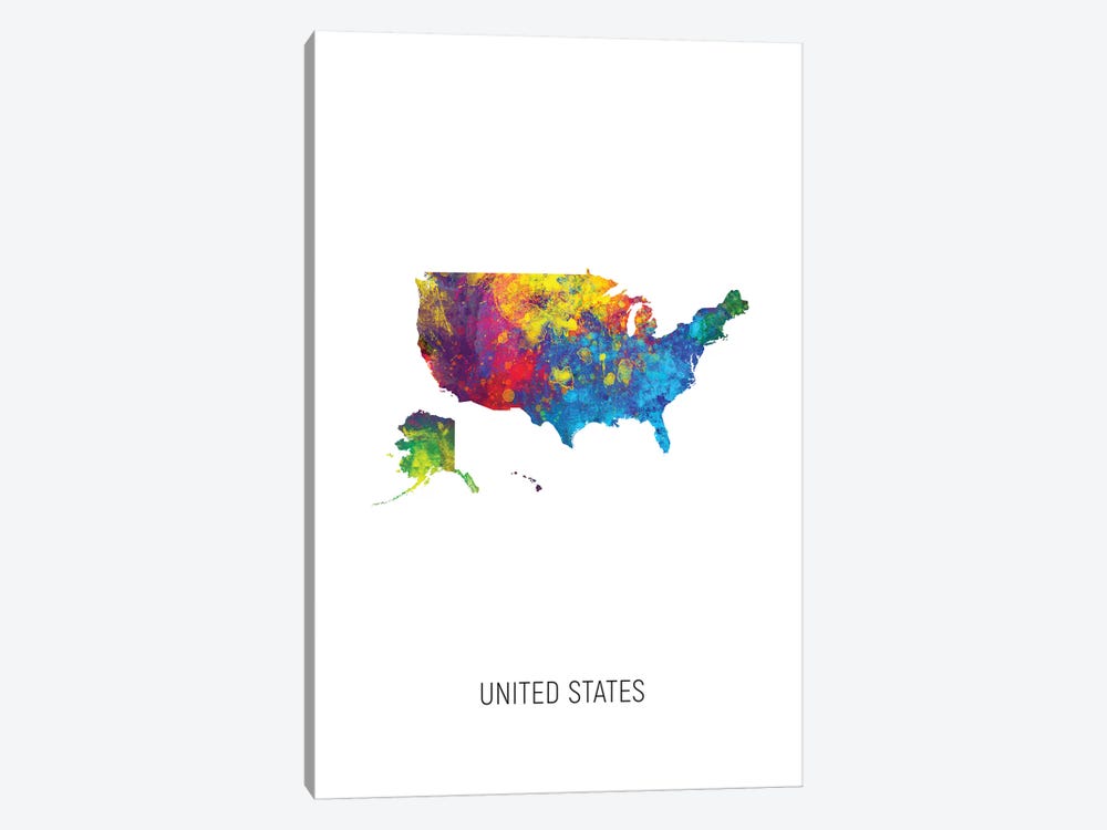 United States Map by Michael Tompsett 1-piece Canvas Art