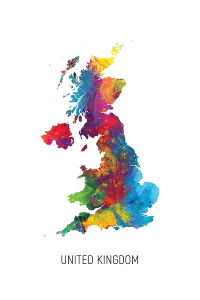 United Kingdom Map by Michael Tompsett multi panel art