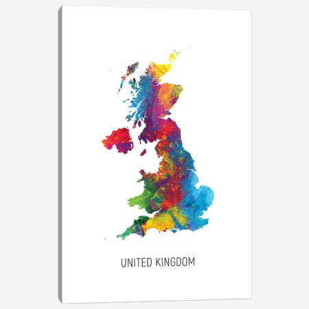 United Kingdom Map Canvas Print #MTO2729} by Michael Tompsett Canvas Print