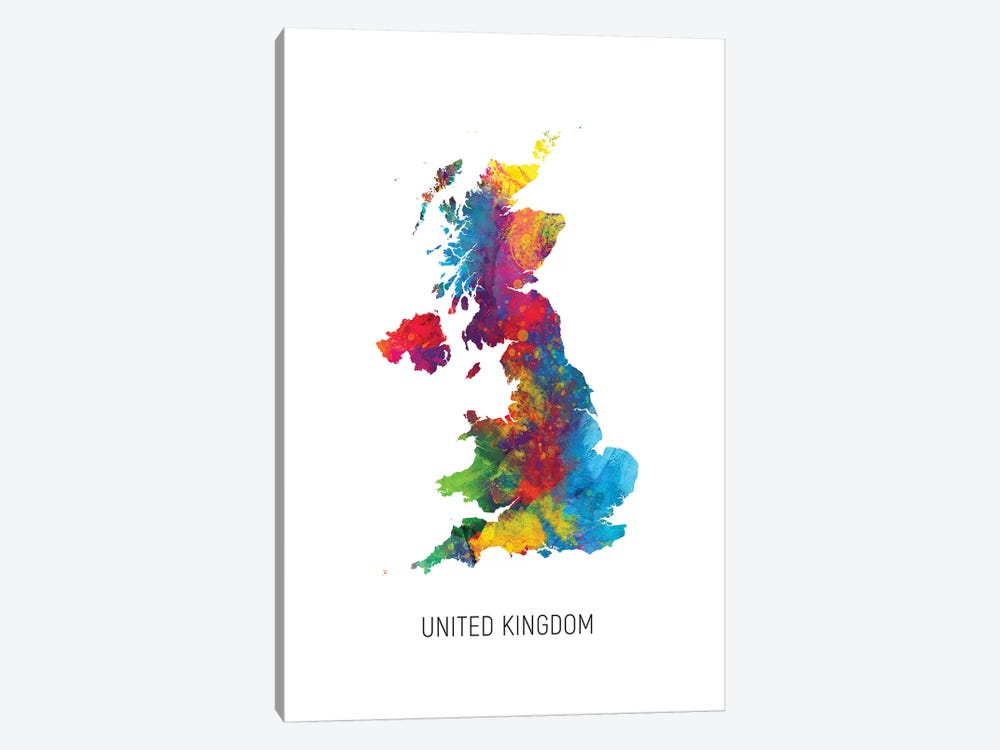 United Kingdom Map by Michael Tompsett 1-piece Art Print