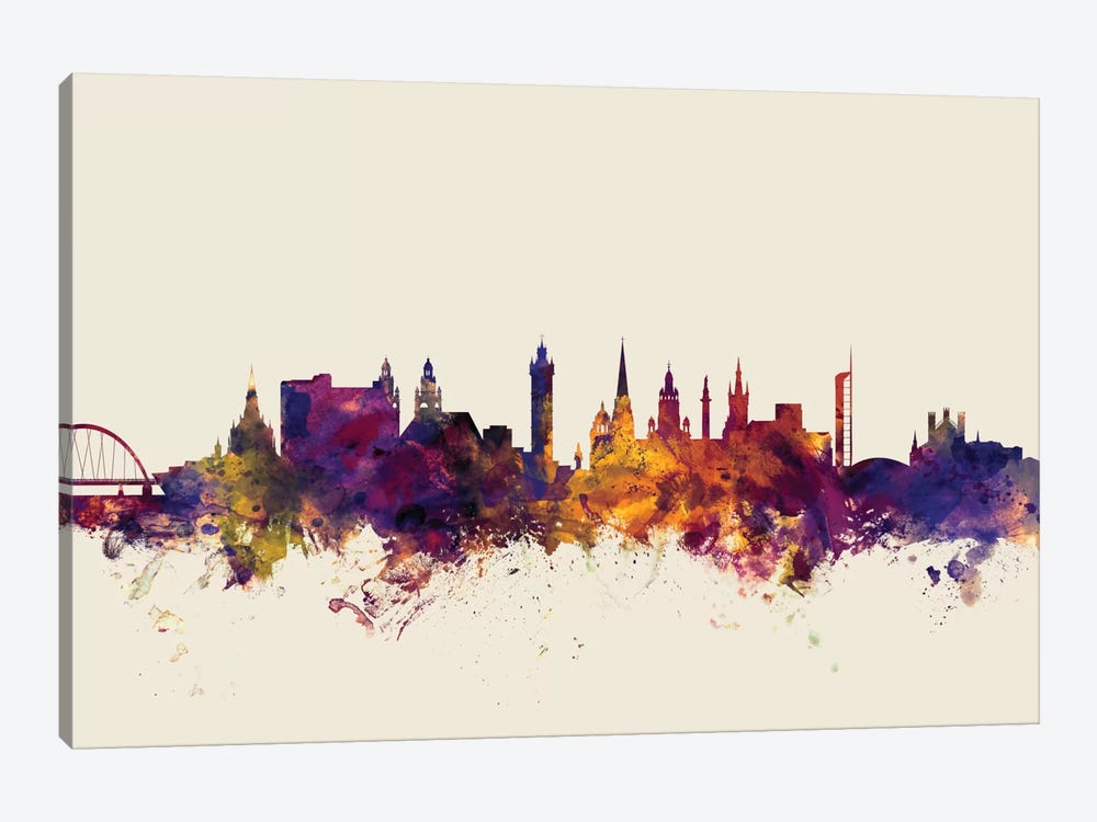 Glasgow, Scotland, United Kingdom On Beige by Michael Tompsett 1-piece Canvas Print