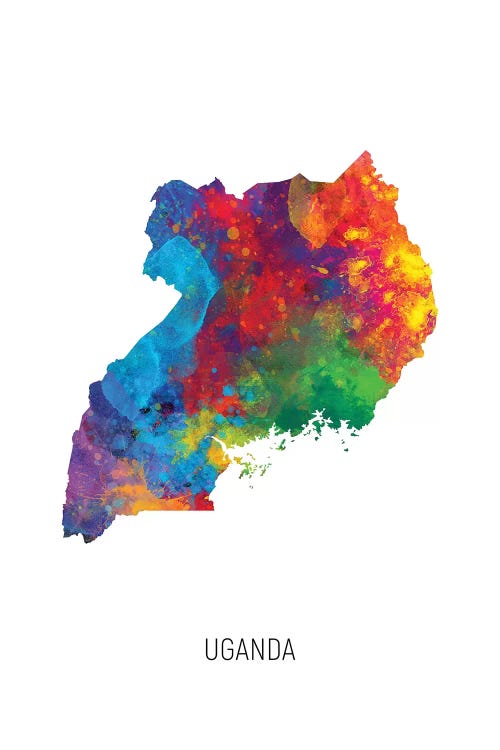 Uganda Map by Michael Tompsett wall art