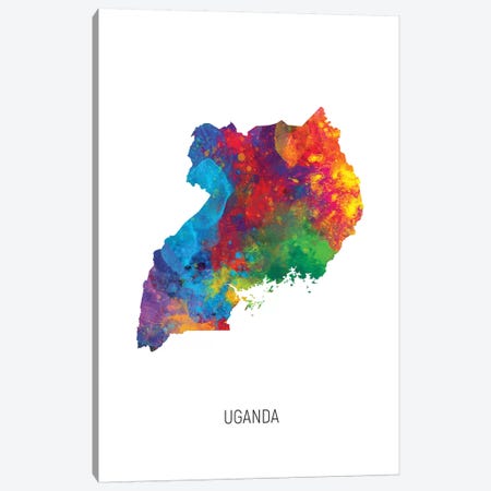 Uganda Map Canvas Print #MTO2730} by Michael Tompsett Canvas Art