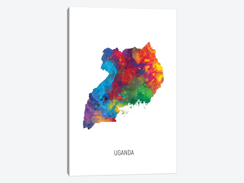Uganda Map by Michael Tompsett 1-piece Canvas Art Print