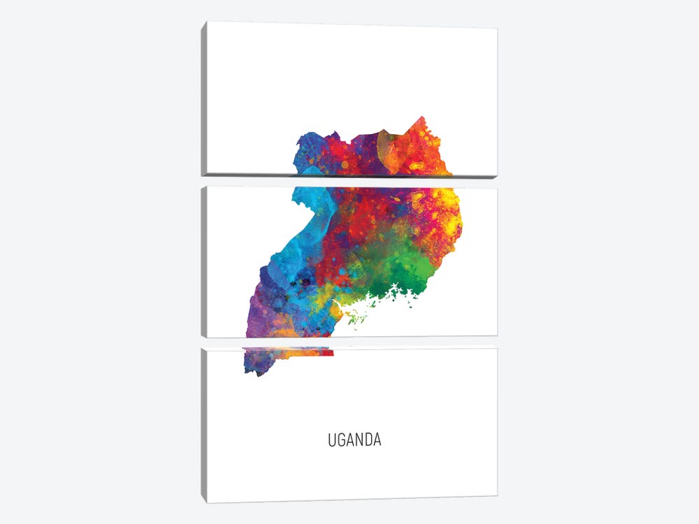 Uganda Map by Michael Tompsett 3-piece Art Print