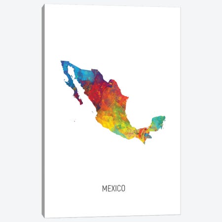 Mexico Map Canvas Print #MTO2731} by Michael Tompsett Canvas Art