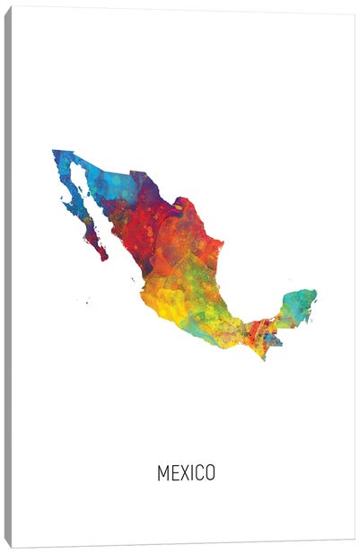 Mexico Map Canvas Art Print - Mexico Art