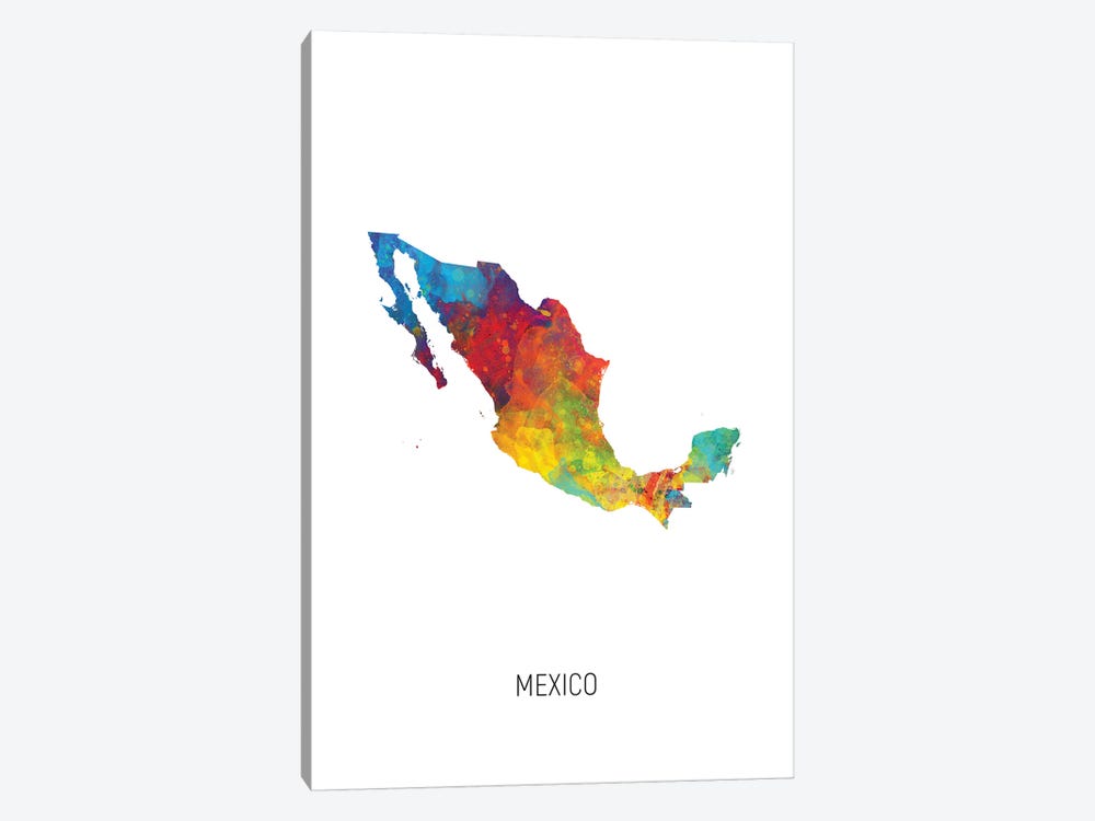 Mexico Map by Michael Tompsett 1-piece Canvas Wall Art