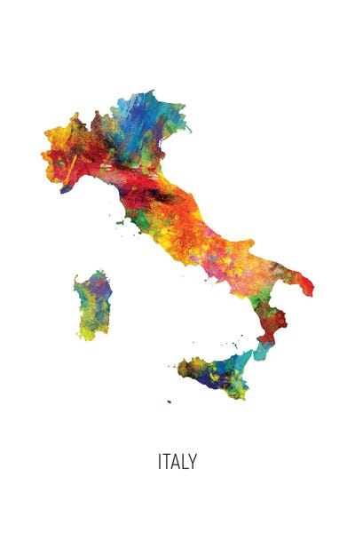 Italy Map by Michael Tompsett canvas print