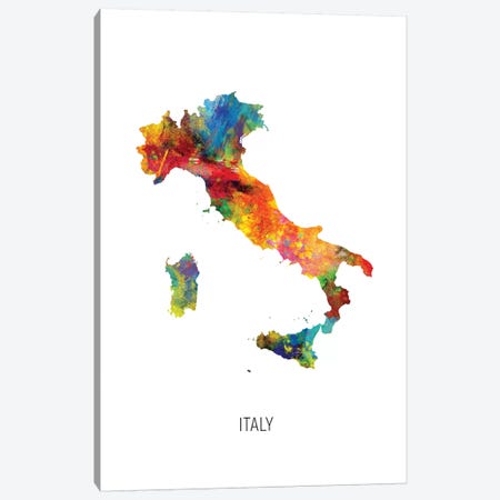 Italy Map Canvas Print #MTO2732} by Michael Tompsett Canvas Wall Art