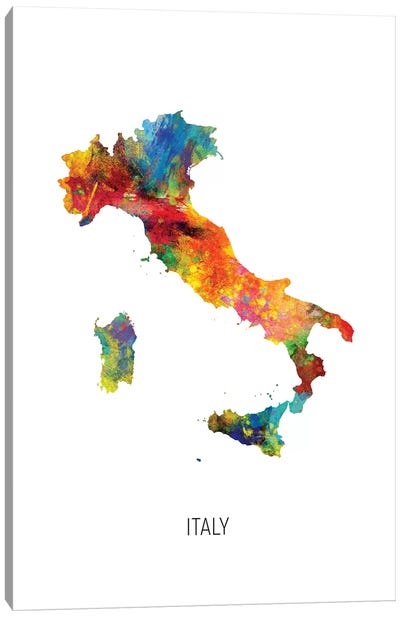 Italy Map Canvas Art Print - Country Maps