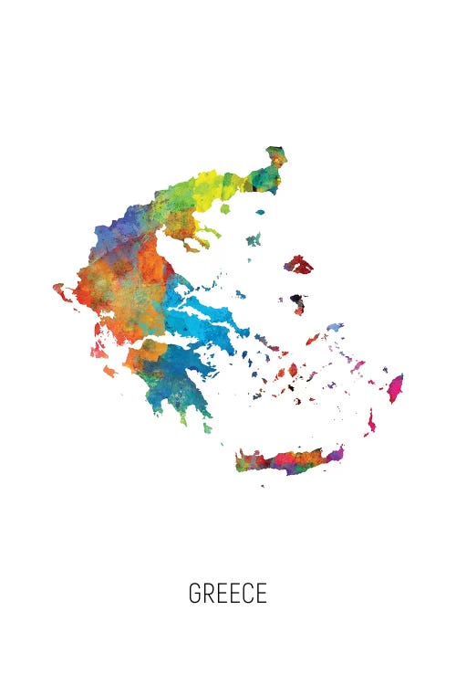 Greece Map by Michael Tompsett wall art
