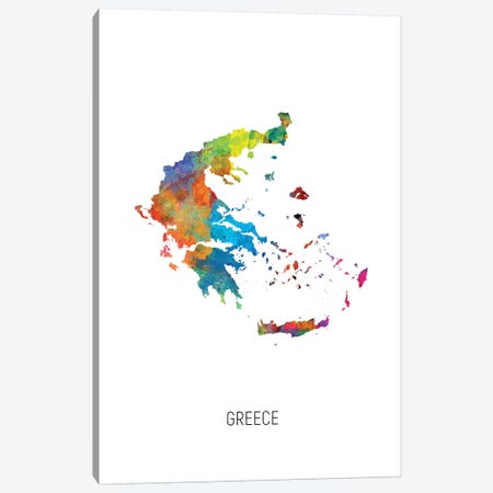 Greece Map Canvas Print #MTO2733} by Michael Tompsett Canvas Wall Art