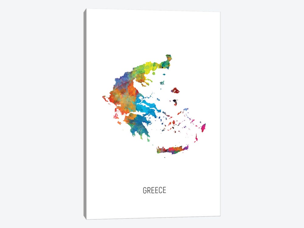 Greece Map by Michael Tompsett 1-piece Canvas Artwork