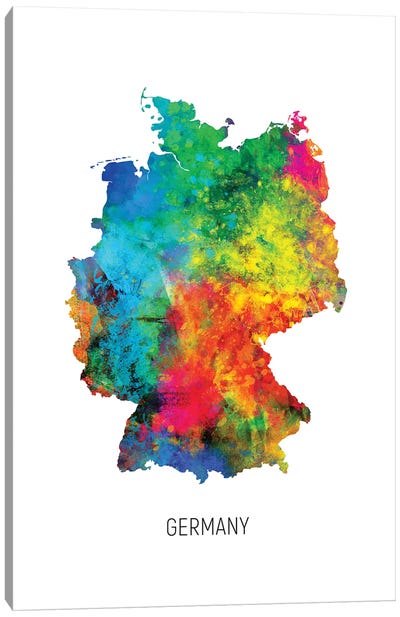 Germany Map Canvas Art Print - Germany Art
