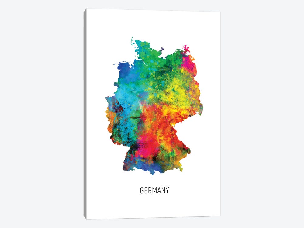 Germany Map by Michael Tompsett 1-piece Canvas Print