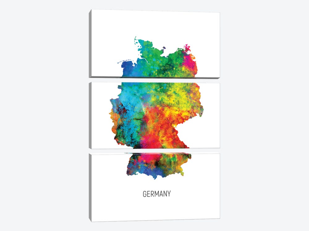 Germany Map by Michael Tompsett 3-piece Canvas Print