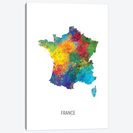France Map Canvas Print #MTO2735} by Michael Tompsett Canvas Print