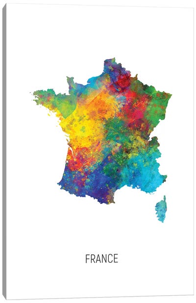 France Map Canvas Art Print - Country Maps