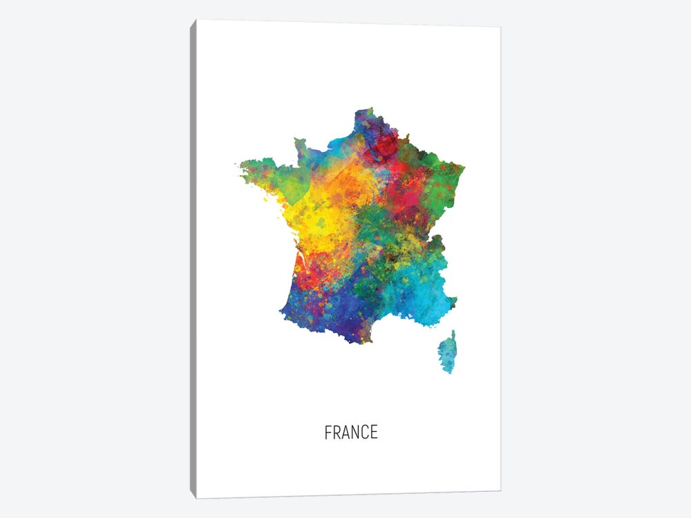 France Map by Michael Tompsett 1-piece Canvas Art