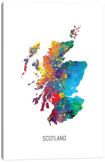 Scotland Map Canvas Art Print - United Kingdom Art