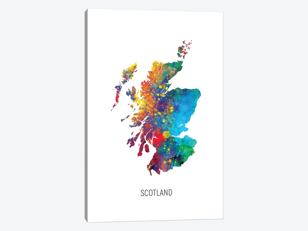 Scotland Map by Michael Tompsett 1-piece Canvas Print