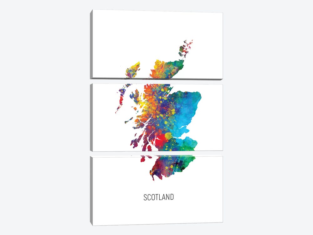 Scotland Map by Michael Tompsett 3-piece Canvas Print