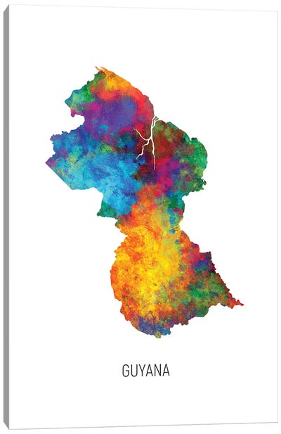 Guyana Map Canvas Art Print - South America Art