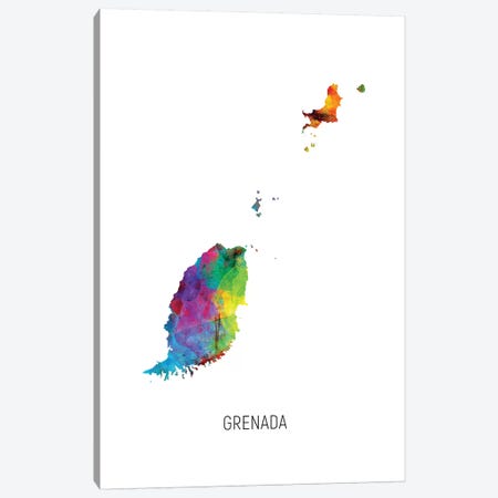 Grenada Map Canvas Print #MTO2739} by Michael Tompsett Canvas Artwork
