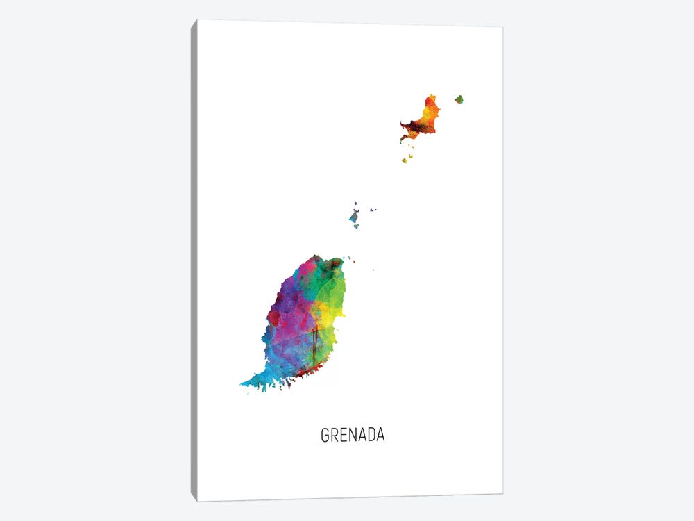 Grenada Map by Michael Tompsett 1-piece Canvas Art