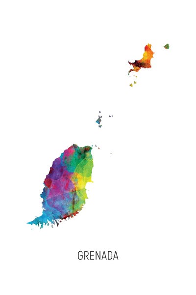 Large Map Art - Canvas Prints: Grenada Map by Michael Tompsett