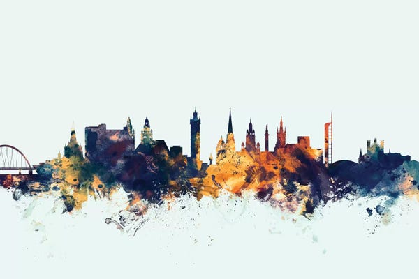 Blue Background Skyline Of Glasgow, Scotland, United Kingdom