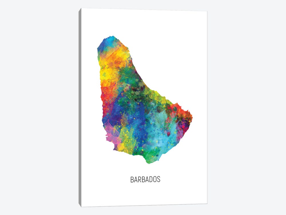 Barbados Map by Michael Tompsett 1-piece Canvas Artwork