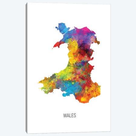 Wales Map Canvas Print #MTO2741} by Michael Tompsett Art Print