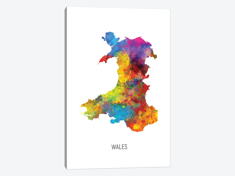 Wales Map by Michael Tompsett 1-piece Art Print