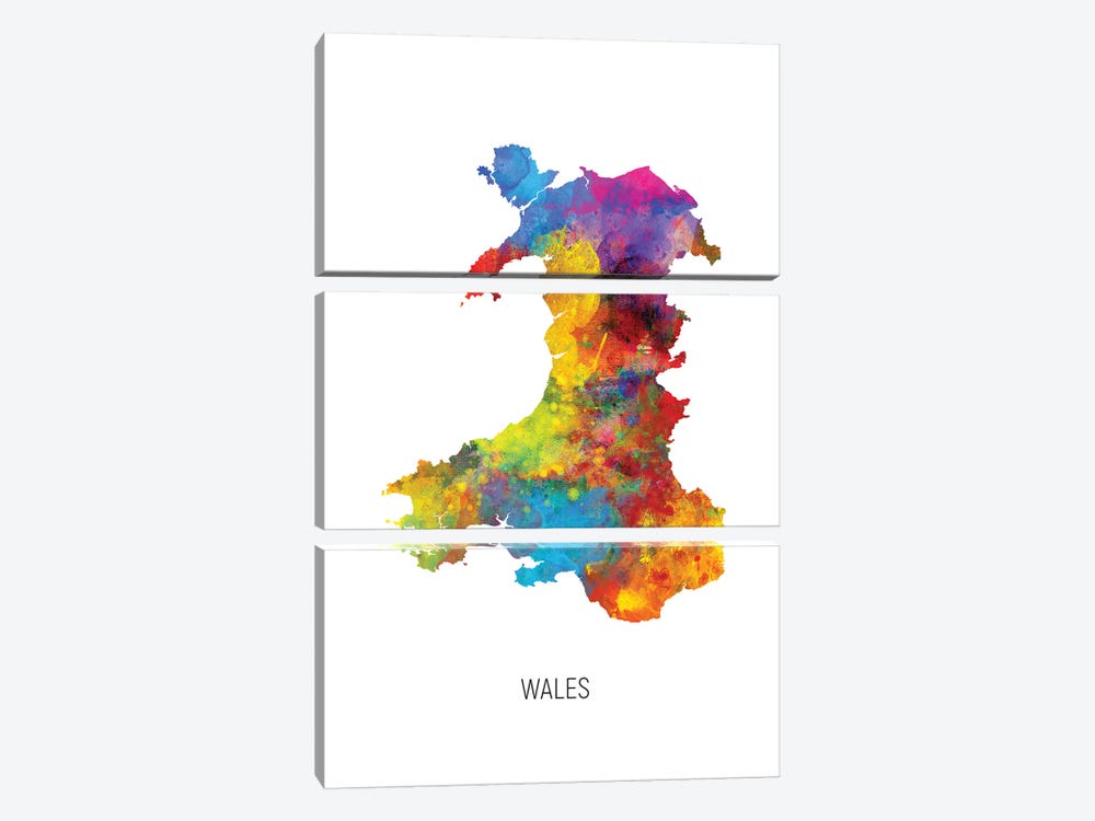 Wales Map by Michael Tompsett 3-piece Art Print