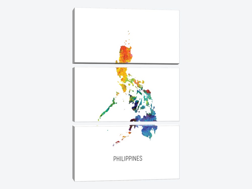 Philippines Map by Michael Tompsett 3-piece Canvas Wall Art