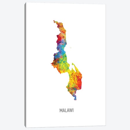 Malawi Map Canvas Print #MTO2743} by Michael Tompsett Art Print